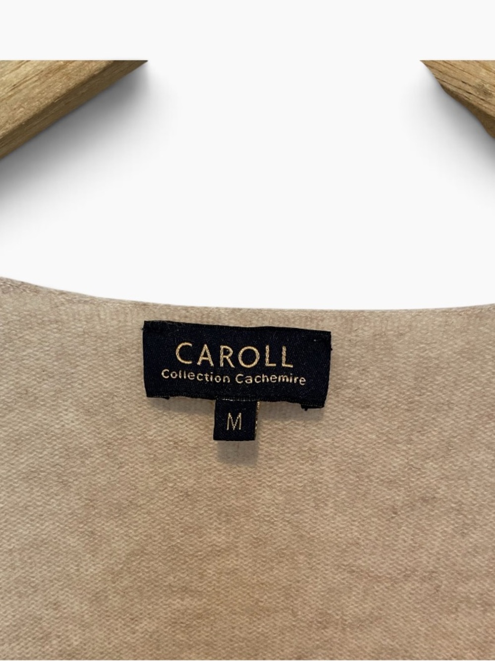 CAROLL CREAM 100% CASHMERE V NECK SWEATER - Picture 3 of 5